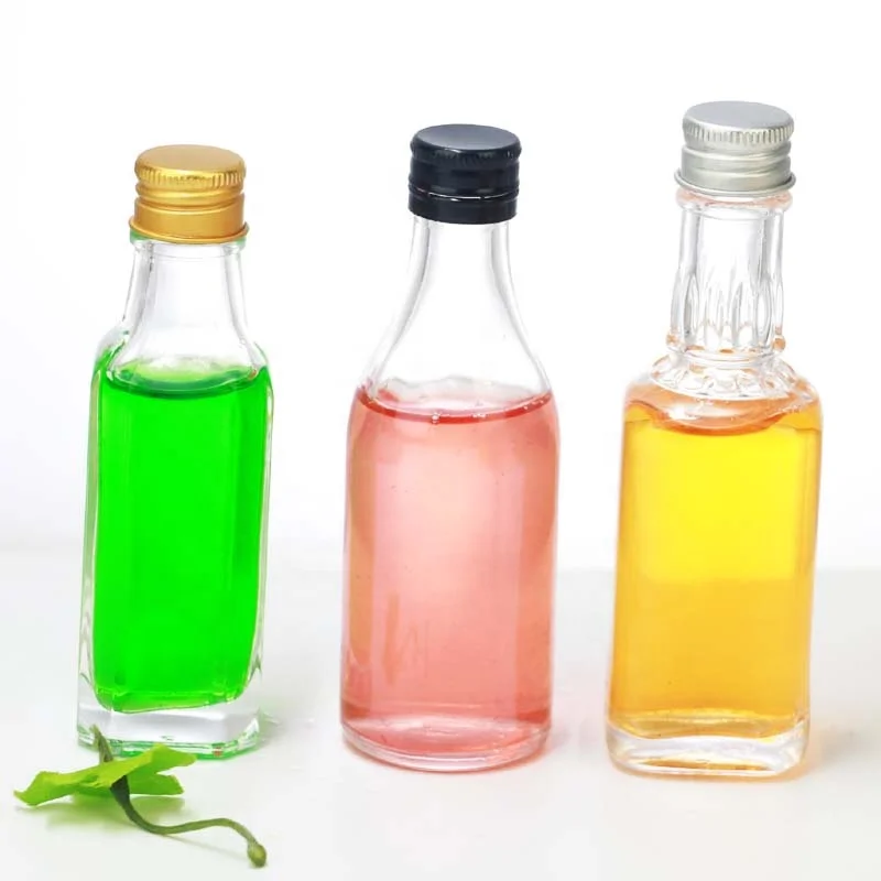
50ml Mini Glass Bottle Alcohol Drink Liquor Wine Rum Miniature Bottle With Screw Lid For Spirits 