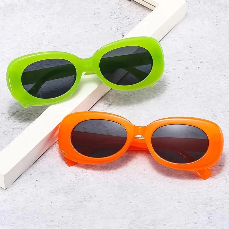 

Oval Women Sunglasses Fashion Jelly Green Orange Eyewear Shades UV400 Trending Men Gradient Sun Glasses, Colors