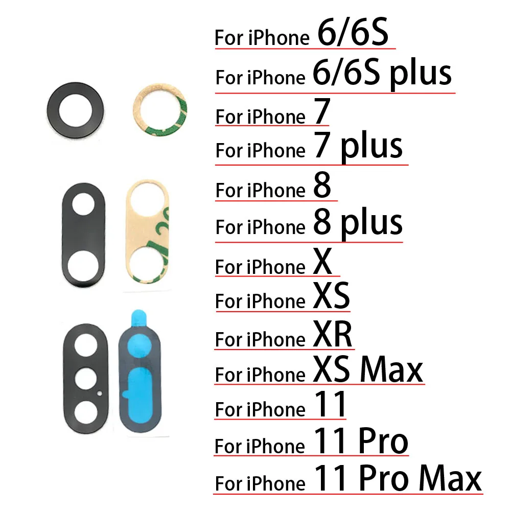 

Repair Parts for iPhone 6 6s Plus 7 7 Plus 8 8 Plus 11 Pro Pro Max X XS XR XS Max Back Rear Camera Glass Lens with Sticker
