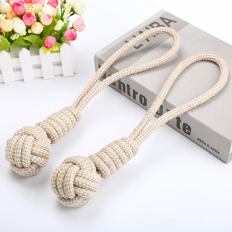 

High quality durable braided sisal cotton rope ball dog chew toy, Natural