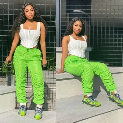 

Custom Stretch Waist Ruched Stacked Pants Female Clothing Solid Casual Women Long Trousers Hip-hop Jogger Pants