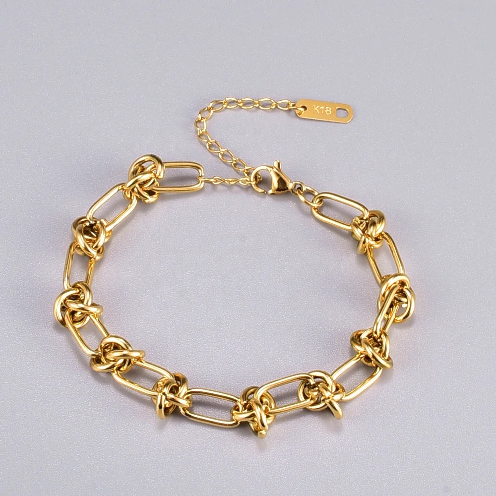 

stainless steel knotted chain chunky bracelet gold