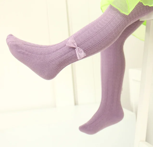 

Solid Color Children Spring Autumn Cotton Dance Baby Pantyhose Socks Girls Kids Tights With Bows