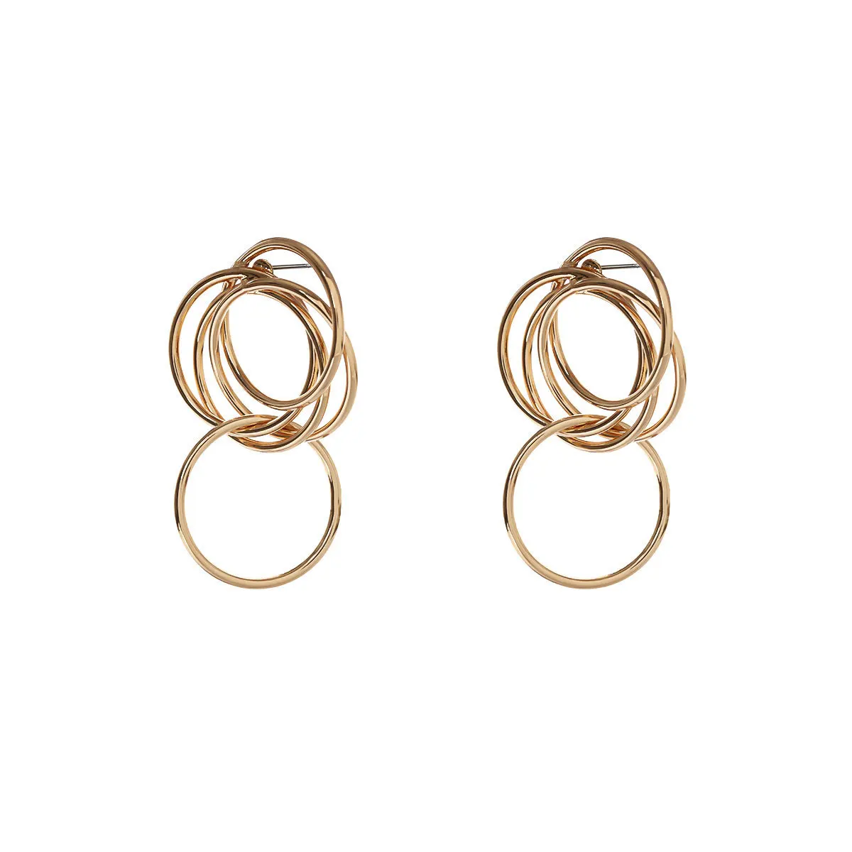 

2021 New Fashion Copper Hollow Earrings Circles Earrings For Woman High Fashion Punk Gold Earrings, As picture