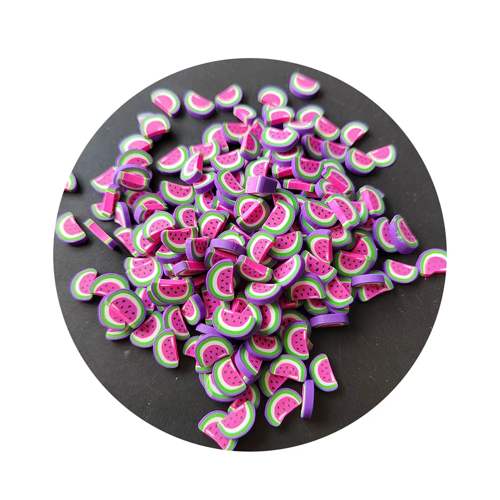 500g/Lot Purple Watermelon Fruit Polymer Clay Slime Charms Hot Clay Beads Sprinkles for Phone Case Nail Art Scrapbooking DIY