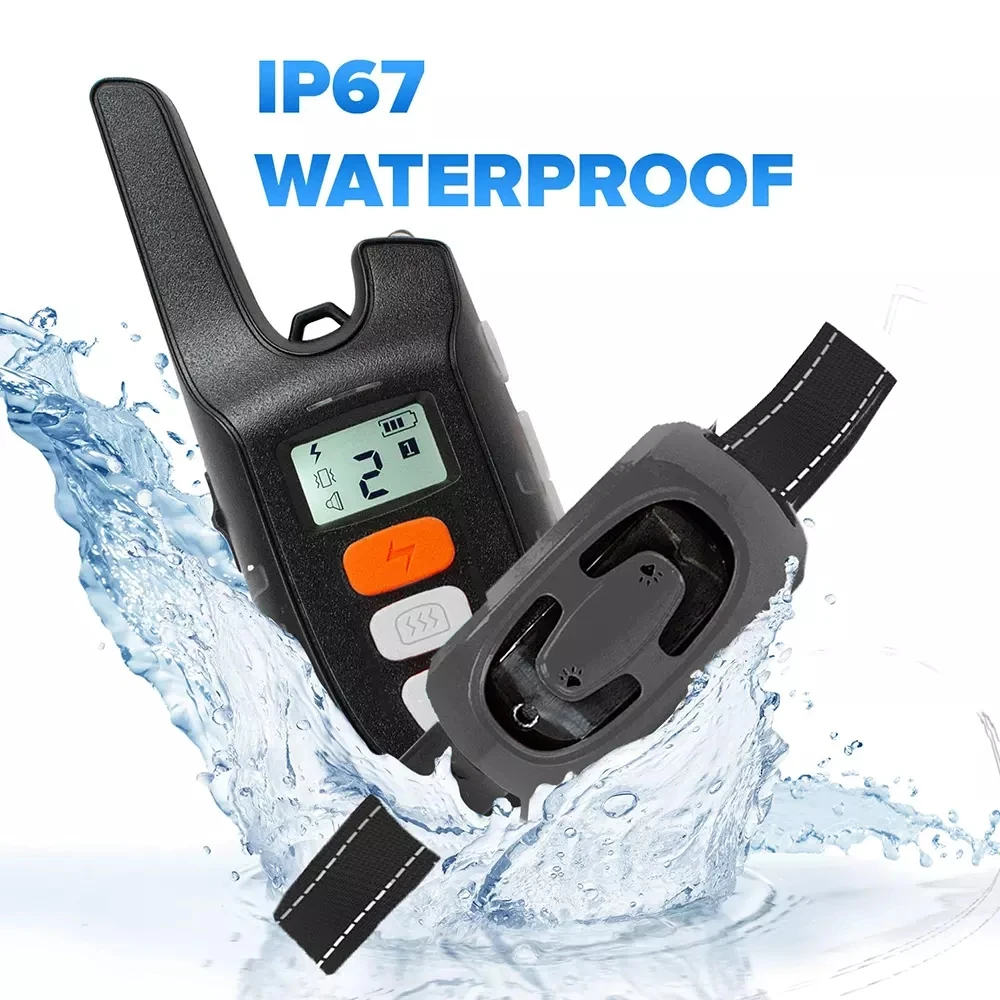 

Anti Bark Pet Dog Training Electric Shock Collar 1500ft Remote Waterproof&Rechargeable with LCD Display Shock Vibration Sound, Black or customized