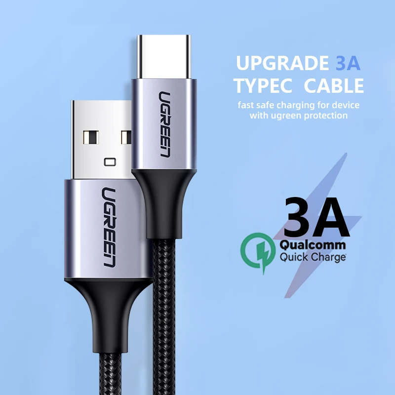 

Manufacturer Ugreen 60W USBC Cable Typec Cabo for Samsung Huawei Mi Android Mobile Phone Fast Charging Cable OEM Braid wire