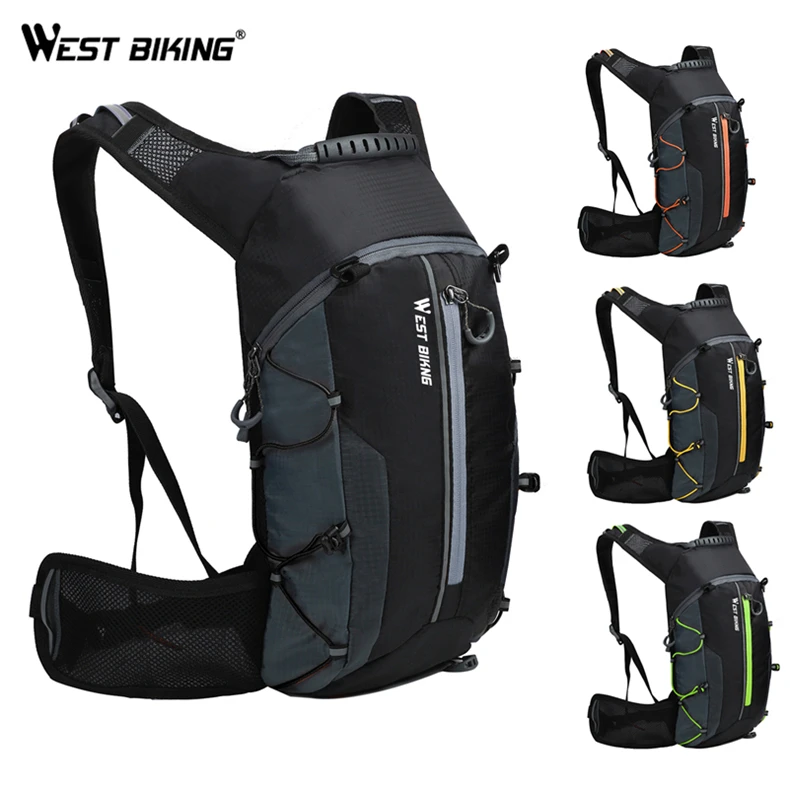 

10L Ultralight Portable Folding Bicycle Backpack Pouch Breathable Waterproof Hiking Rucksack Water Bag Bike Backpack, Black-gray/black-green/black-orange / black-yellow