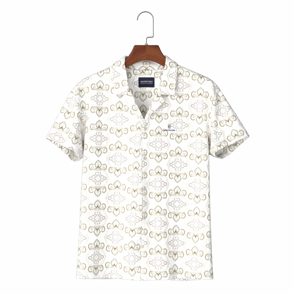 

Digital Print Short Sleeve Men's Hawaiian Shirt for Daily Wearing Gold Print Aloha Shirt