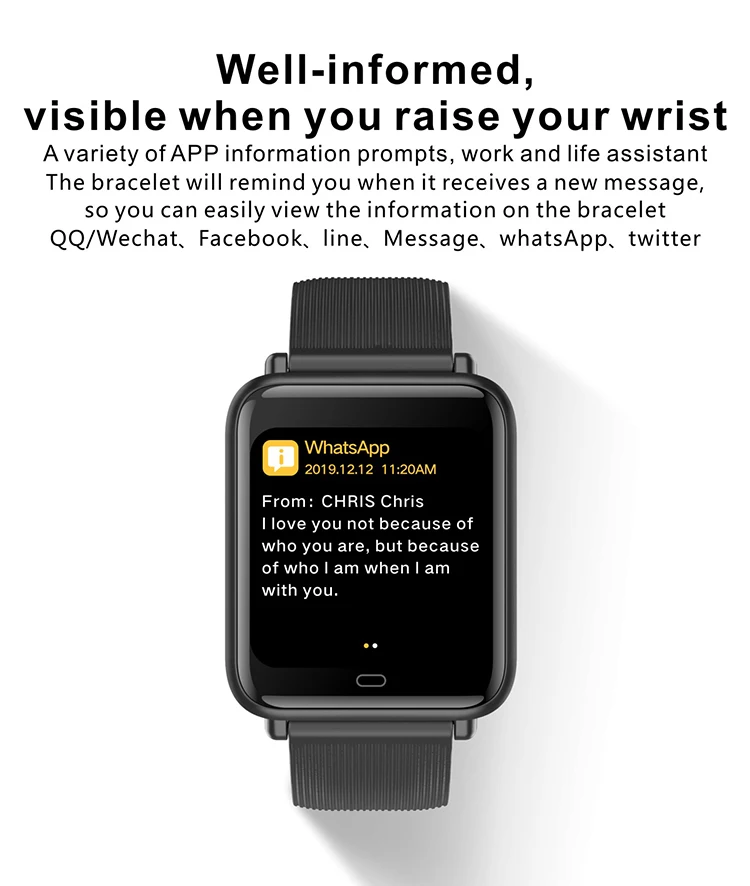 1.3 inch Q9T smart watch waterproof smart bracelet body temperature wristband with Daily reminder