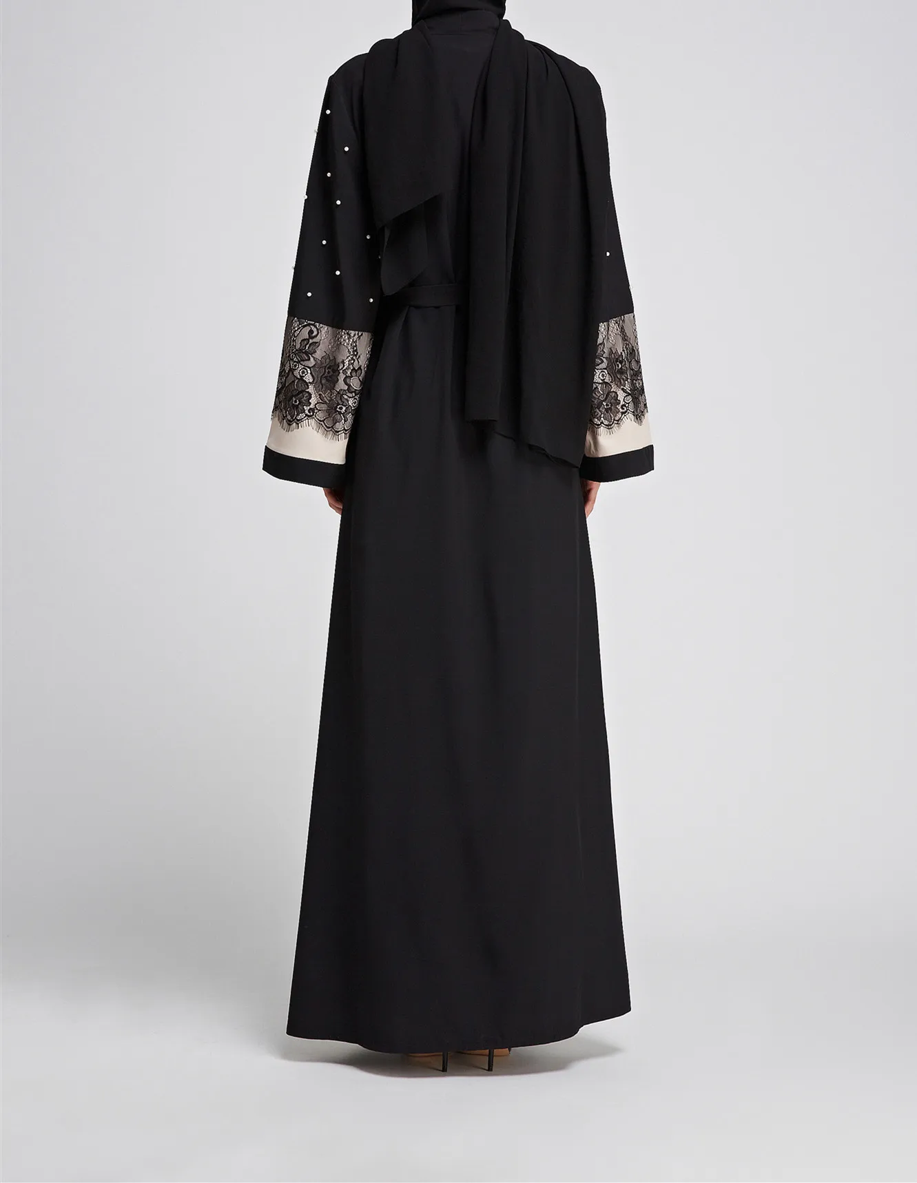 高品质的自定义传统阿拉伯长袍花花边对比色妇女 abaya