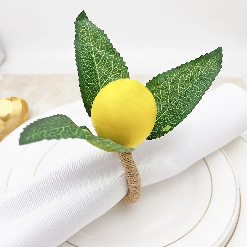 

Lemon Napkin Rings Simulated Fruit Napkin Holders for Farmhouse Thanksgiving Christmas Dinner Party HWW53