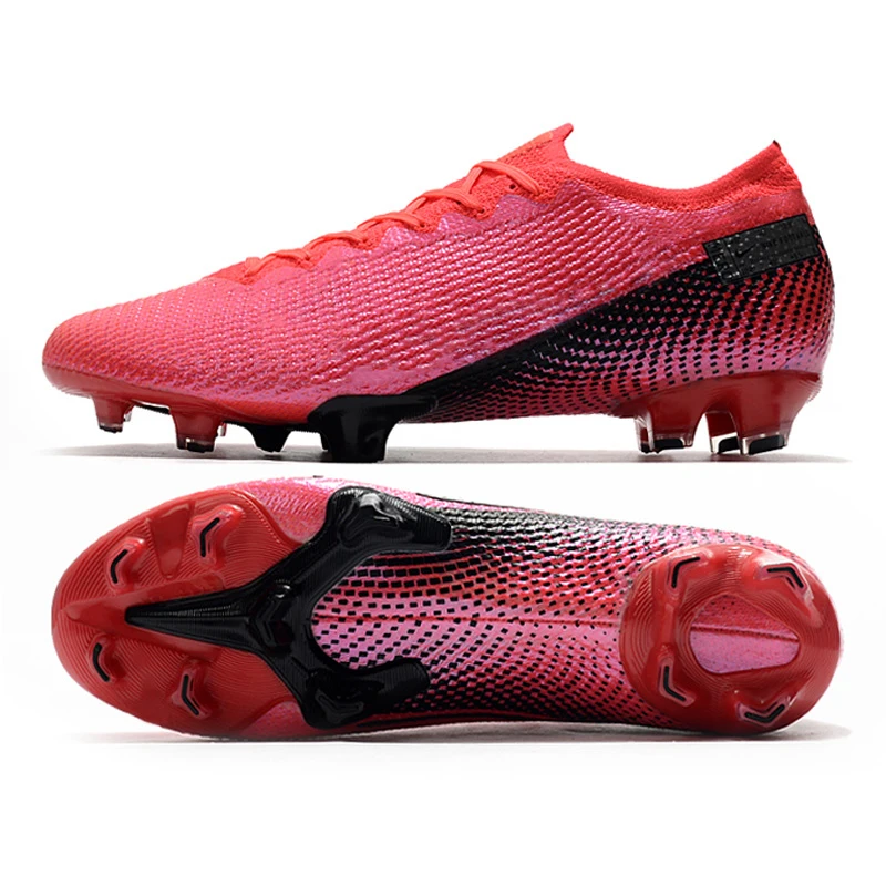 

Latest style football boots outdoor fustsal Long spike FG low top soccer cleats mens sport shoes fast delivery, Red