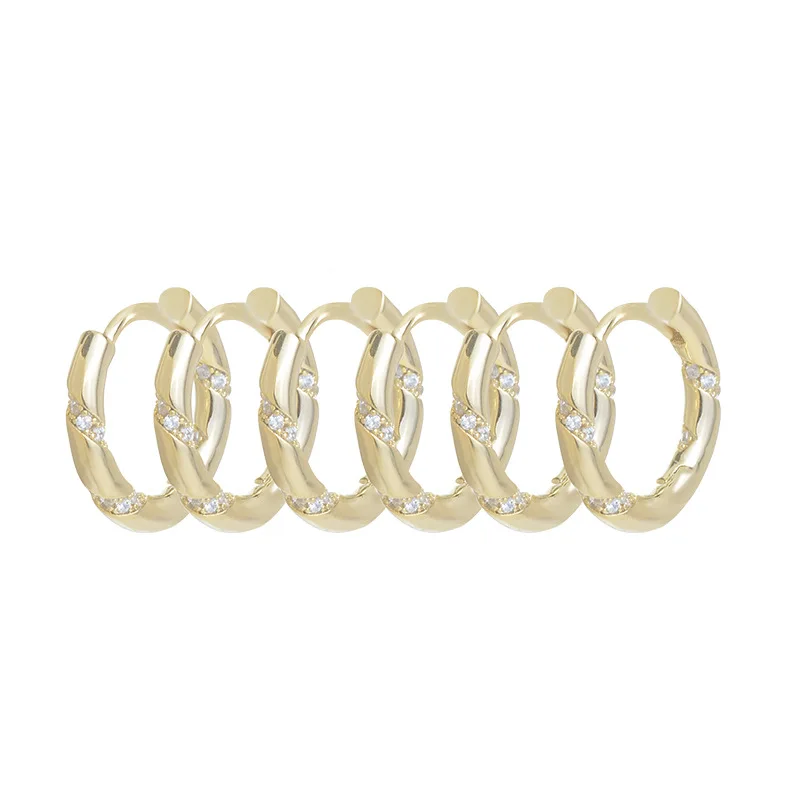 ED64259 Korean 3 pairs set diamond huggie hoop earrings fashion gold plated women jewelry