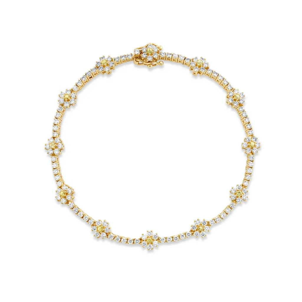 

cz flower tennis chain bracelet iced out bling jewelry for women drop shipping, Gold