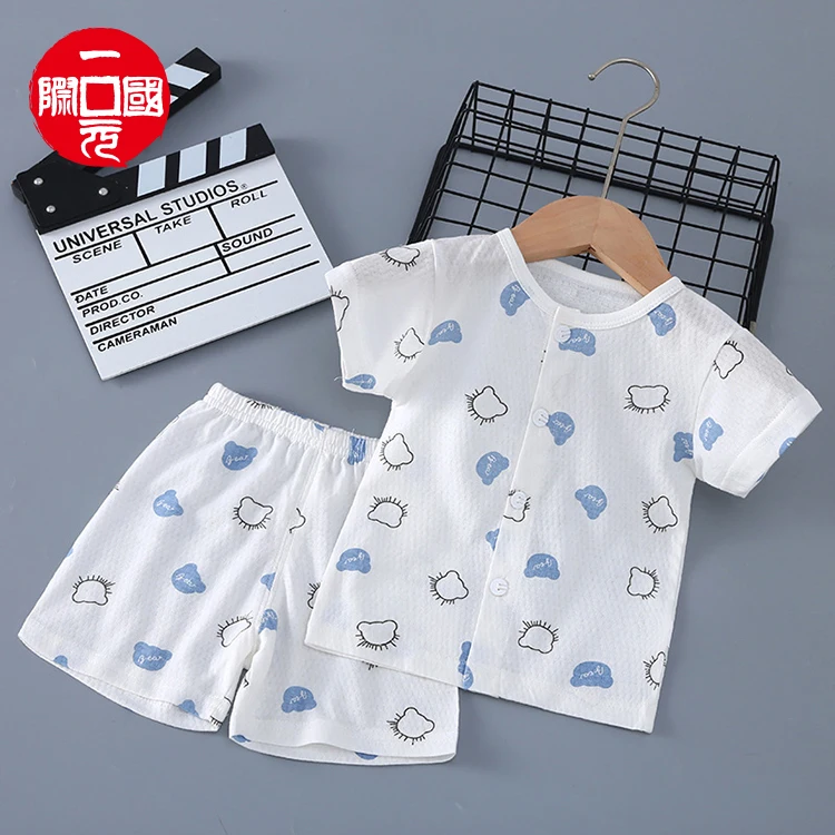 

Baby short-sleeved suit cotton summer home clothes thin children's pajamas