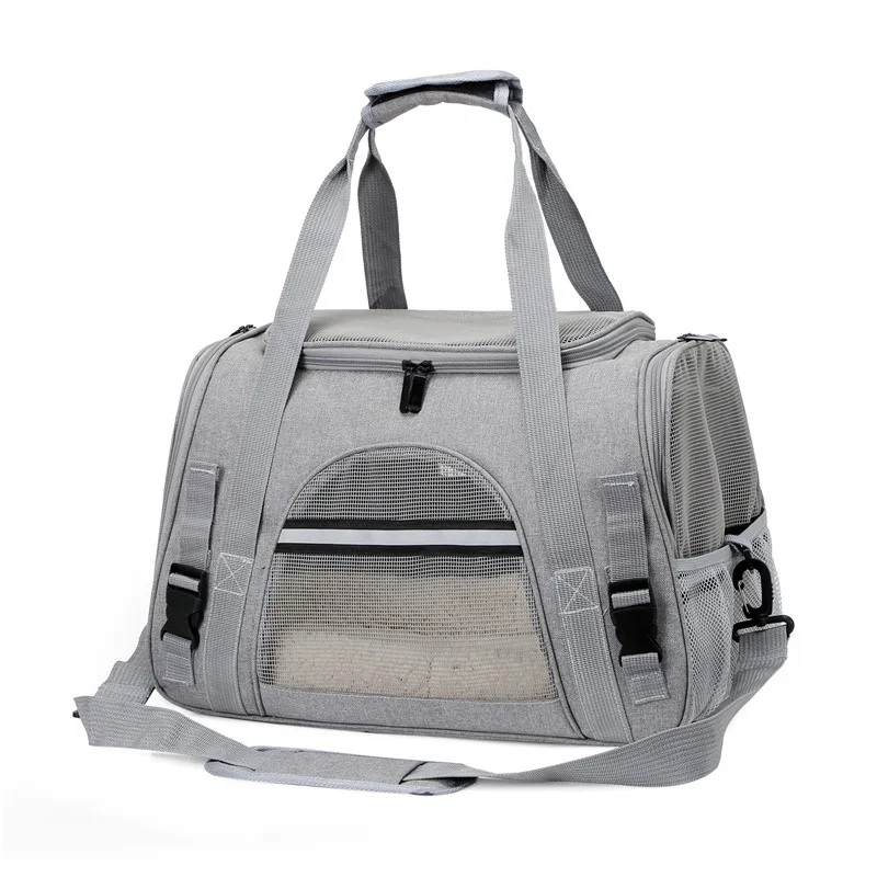

SP868 Factory outdoot mesh breathable pet case transparent travel pet shoulder carrier bag with pet pad inside, Purple, blue, black, gray, pink