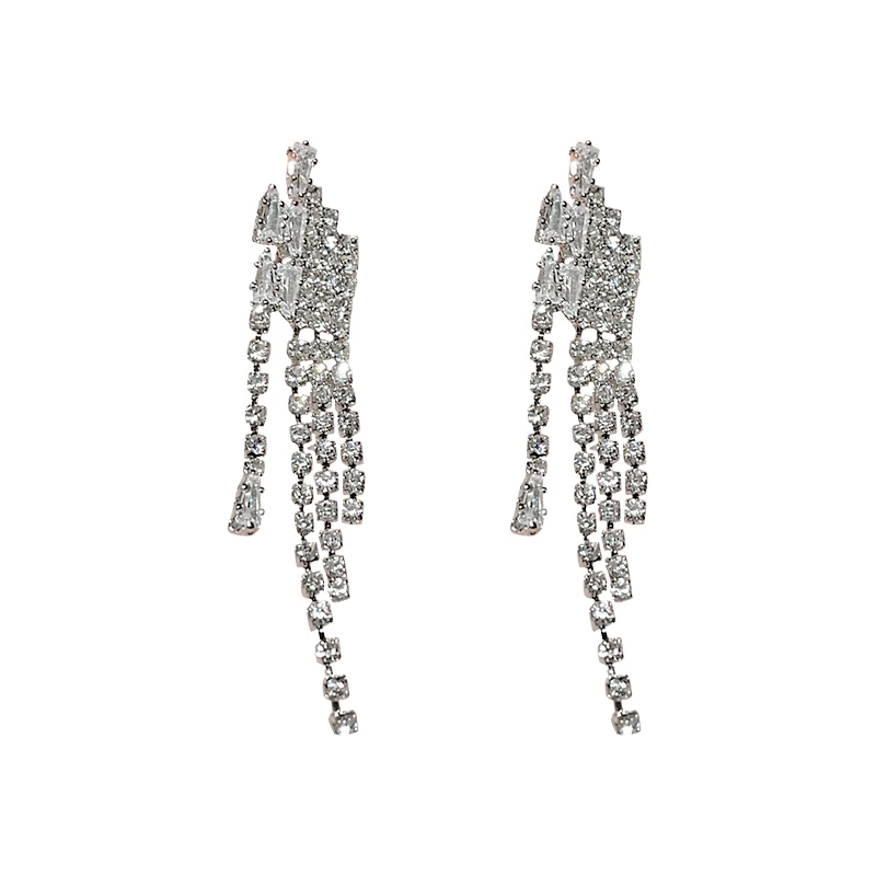 

New fashion design rhinestone earring tassels crystal earrings chain