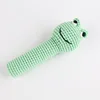 Handmade Cotton Toy Knit Frog Rattle Baby Wooden Teether Ring