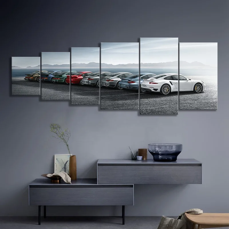 

5 Panels HD Famous Performance Kraft Paper Bar Poster Wall Stickers Decorative Painting Racing Car Poster Room Decor, Multiple colours