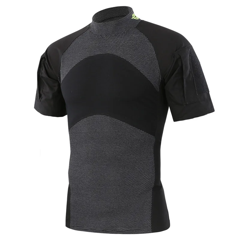 

Free Shipping Camouflage Tactical T Shirt Summer Short Sleeve Combat Tops Men Outdoor Sports CS Training Uniform T-shirt