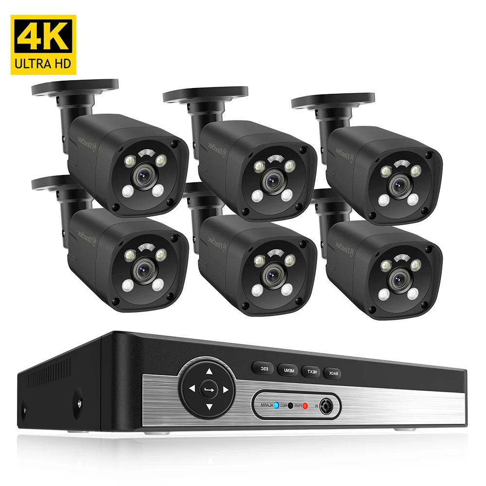 

8Mp Bullet CCTV Security System Video 4k Surveillance Kit Audio Alarm 8Channel 8MP Poe Nvr Kit