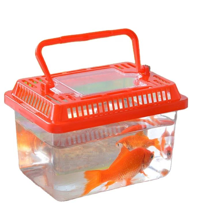 

Factory Direct Wholesale Pet Box Fish Tank Portable Transparent Plastic Turtles Tank Goldfish Tank Reptile Feeding Box, As picture