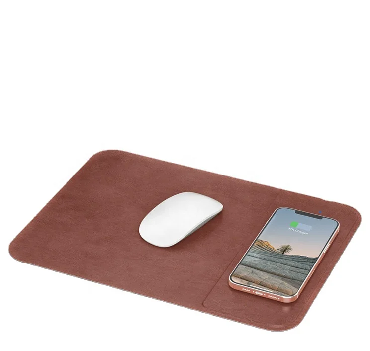 

Creative design slim foldable QI fast charging 3 in 1 mobile phone holder desk mouse pad wireless charger with OEM logo printing