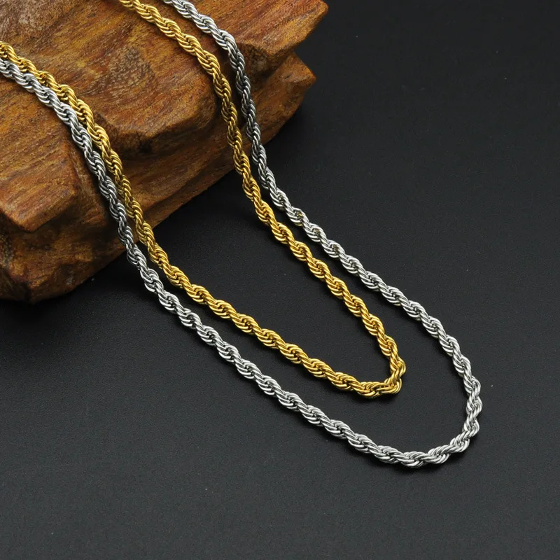 

3mm 24 inches Rope Chain Necklace Chain Jewelry Necklace, As the picture shown