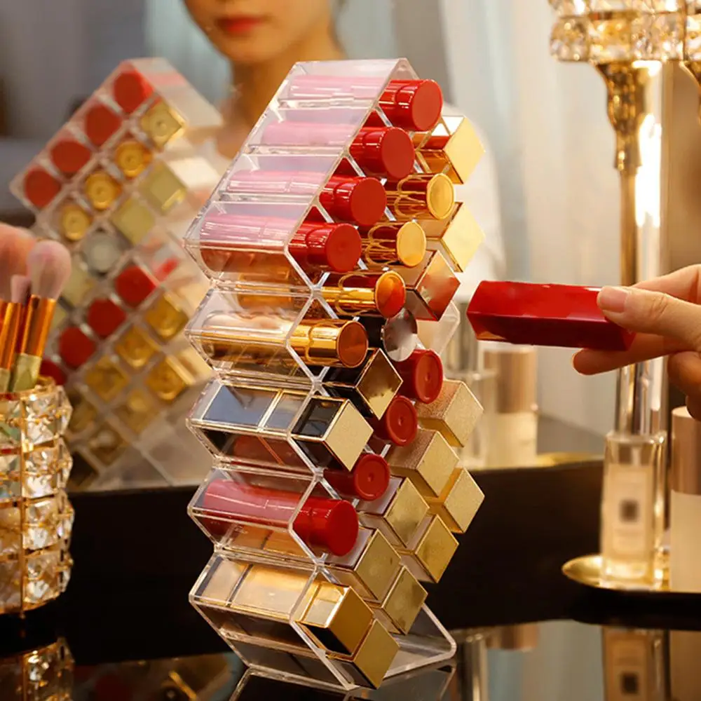 

28 Grids Acrylic Lipstick Stand Holder Clear Makeup Organizer Storage Box Cosmetic Box Display Stand Make Up Organizer