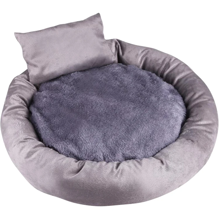 Custom luxury round pet dog pillow bed nest mat plush indoor cat house donut