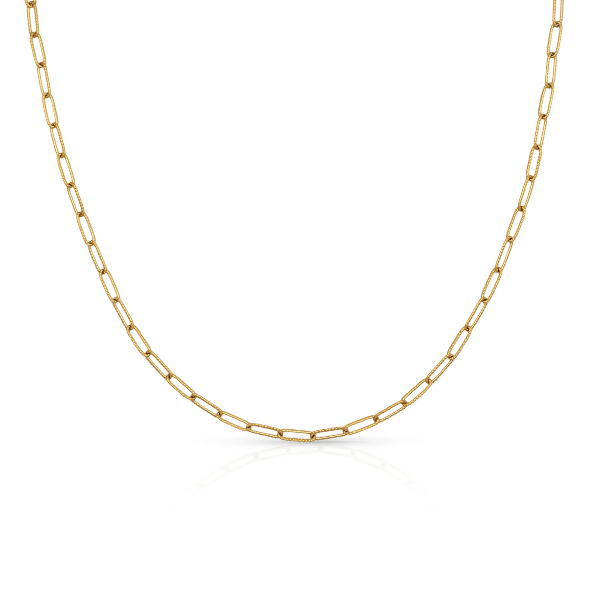 Chris April in stock fashion jewelry PVD gold plated 316L stainless steel waterproof grinded linked chain necklace