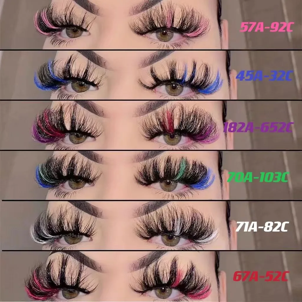 

Newest 3D Mink Eyelashes Colorful 100% Mink Lashes Mix Color Pink Blue Red White False Eyelashes Fluffy Soft Cilias Vendor