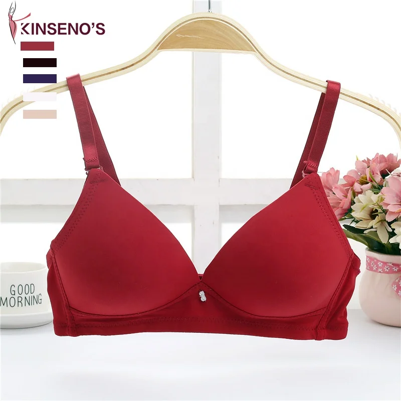 

Make Factory Girls Custom Logo Wire Free Comfortable Seamless Soft Triangle Women Push Up Bra, Purple, black, nude, blue, red