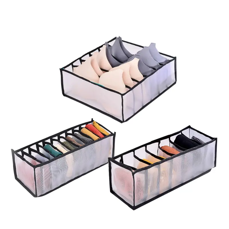 

New Underwear Bra Organizer Storage Box 3 Colors Drawer Closet Organizers Boxes For Underwear Scarfs Socks Bra, White/gray/black