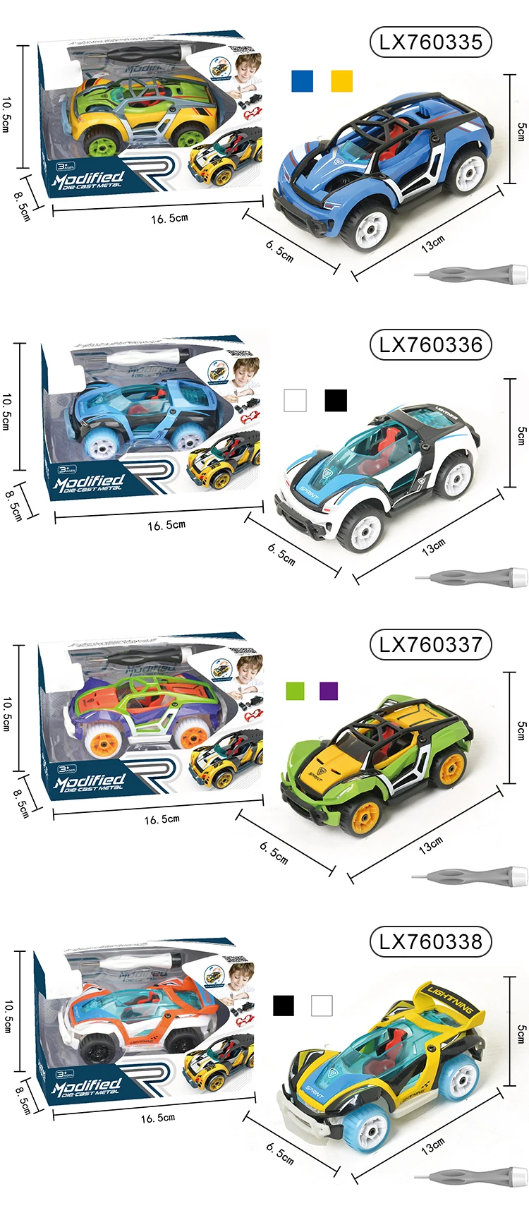 New design DIY pull back alloy truck assembly metal car toys for kids