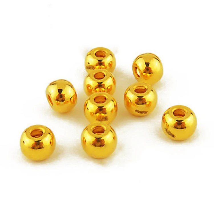 

3D Hard Gold Pure Gold 999 Small Gold Transfer Beads Shiny Loose Beads With Peas Transfer Beads Bracelet