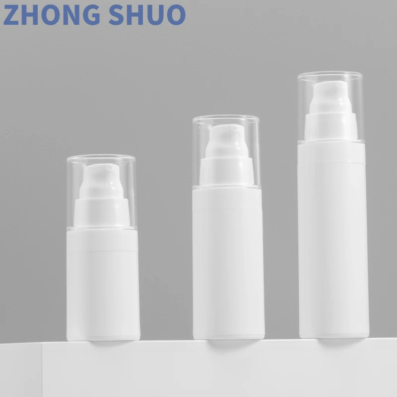 

cosmetics luxurumy airless bottle 15ml 30ml 50ml white goald airless bottles sets with lid