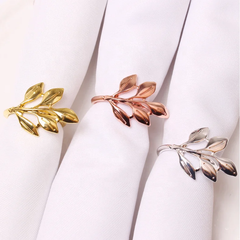 

UNIQ Napkin Rings Leaf Napkin Ring Holders Christmas Bridal Vintage Napkin Band Adornment Dining Table Ring for Wedding