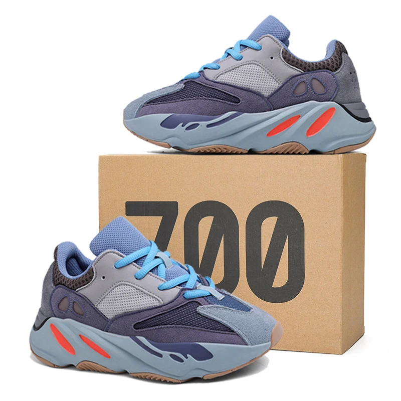 

Original High Quality Kids Yeezy Shoes 700 V2 Genuine Leather Children Casual Sports Shoes, White+grey blue+grey black+grey