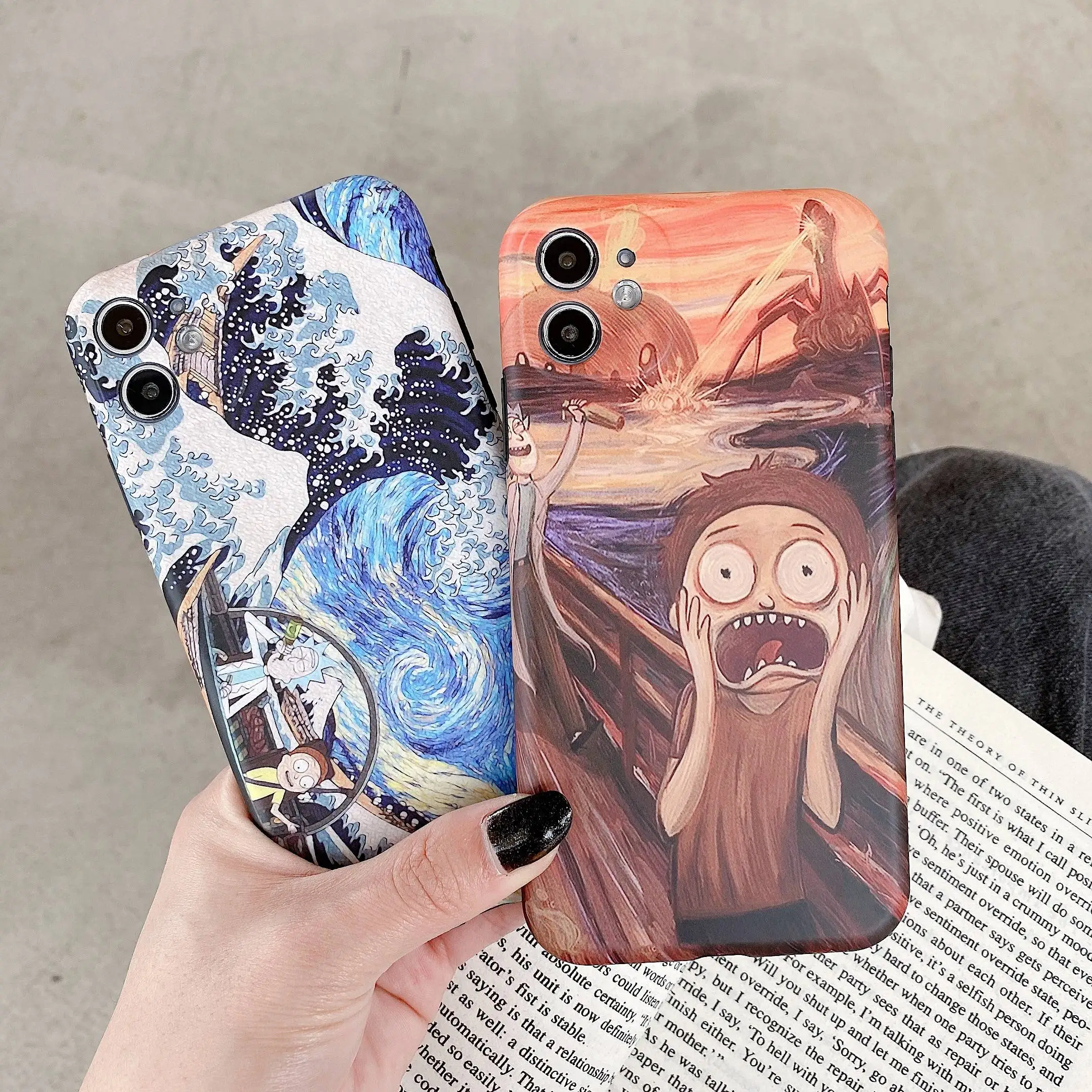 

For iPhone 12 Pro Max XR Xs Max 7 8 Plus Morty Rick Cartoon Designs Soft IMD Phone Cover Case