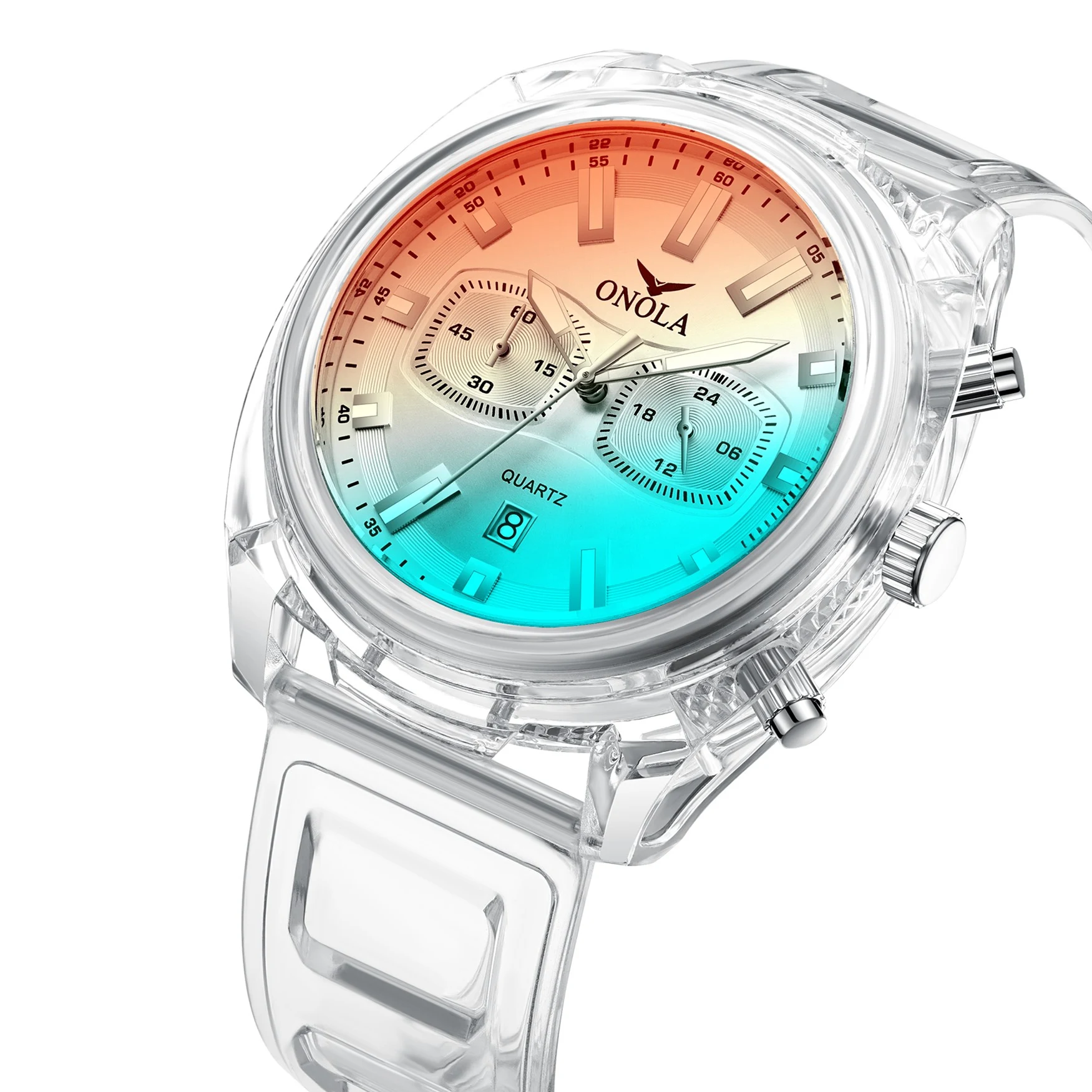 

ONOLA 6821 Hot Sale Chronograph Wristwatch Quartz Watch Men Fashion Watches Business Transparent Reloj Hombre