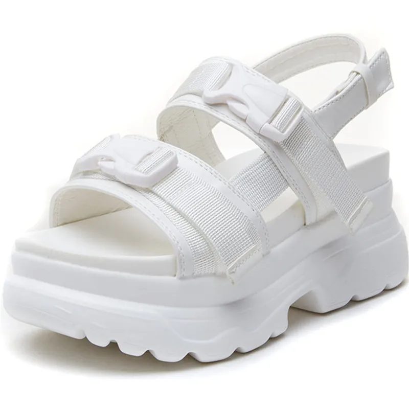 

Dropshipping Custom Logo 2022 Summer Women's Platform Sandals Leather Buckle Women Sports Sandals
