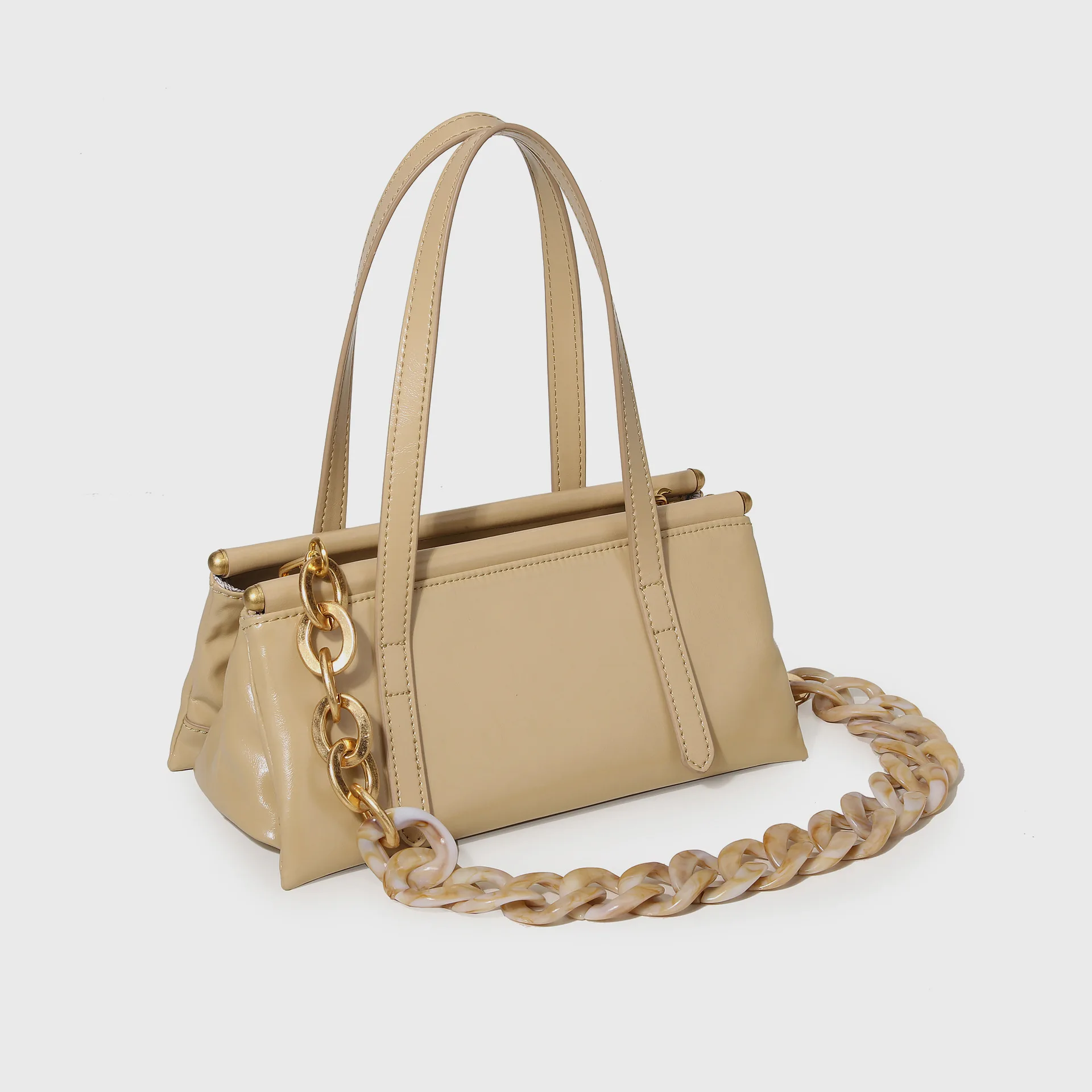 

2021 Fashion Women Genuine Leather Multifunctional Shoulder Bag Handbag Large Capacity Bag With Acrylic Chain Bag