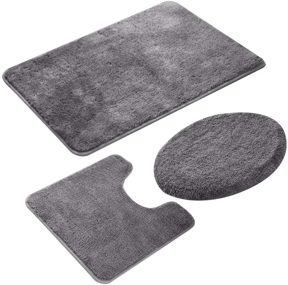 

cheap microfiber bathmate Anti-slip Bathroom Mat grey Bath Rugs polyester Super Aasorbent Water plush bath carpet, Customized