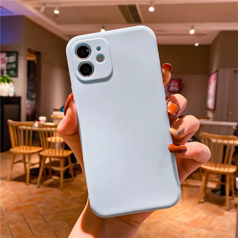 

New straight for iphone 12 phone case protective cover frosted silica gel TPU solid color soft shell back covers