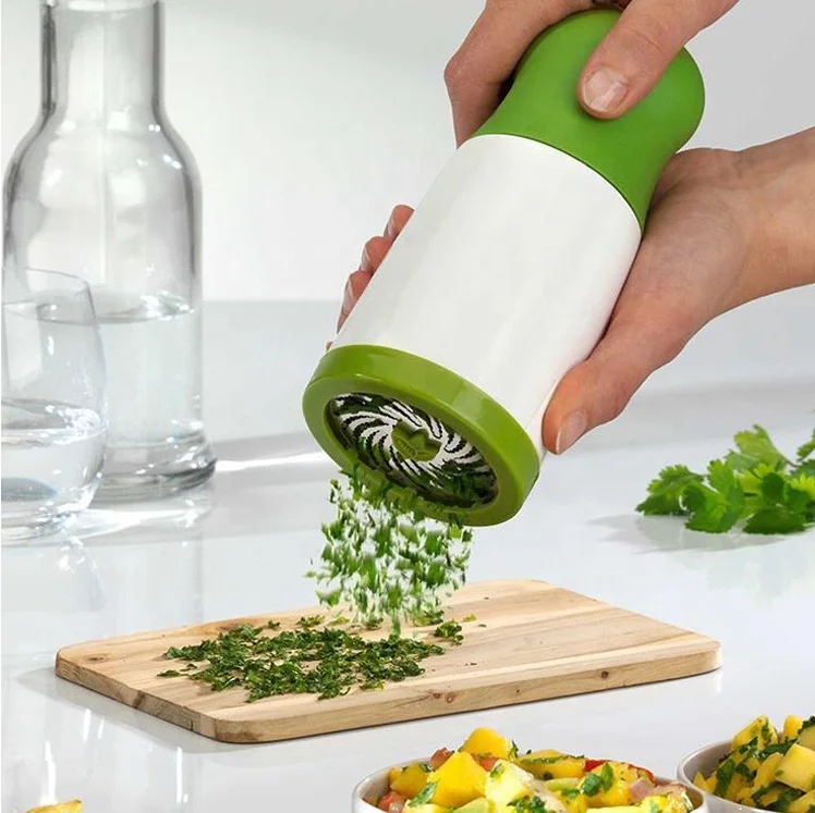 

Vegetable Chopper Food Herb Mill Cutter Mince Stainless Steel Blades Slicer Dicer Cutter Condiment Grater Spice Grinder, Green