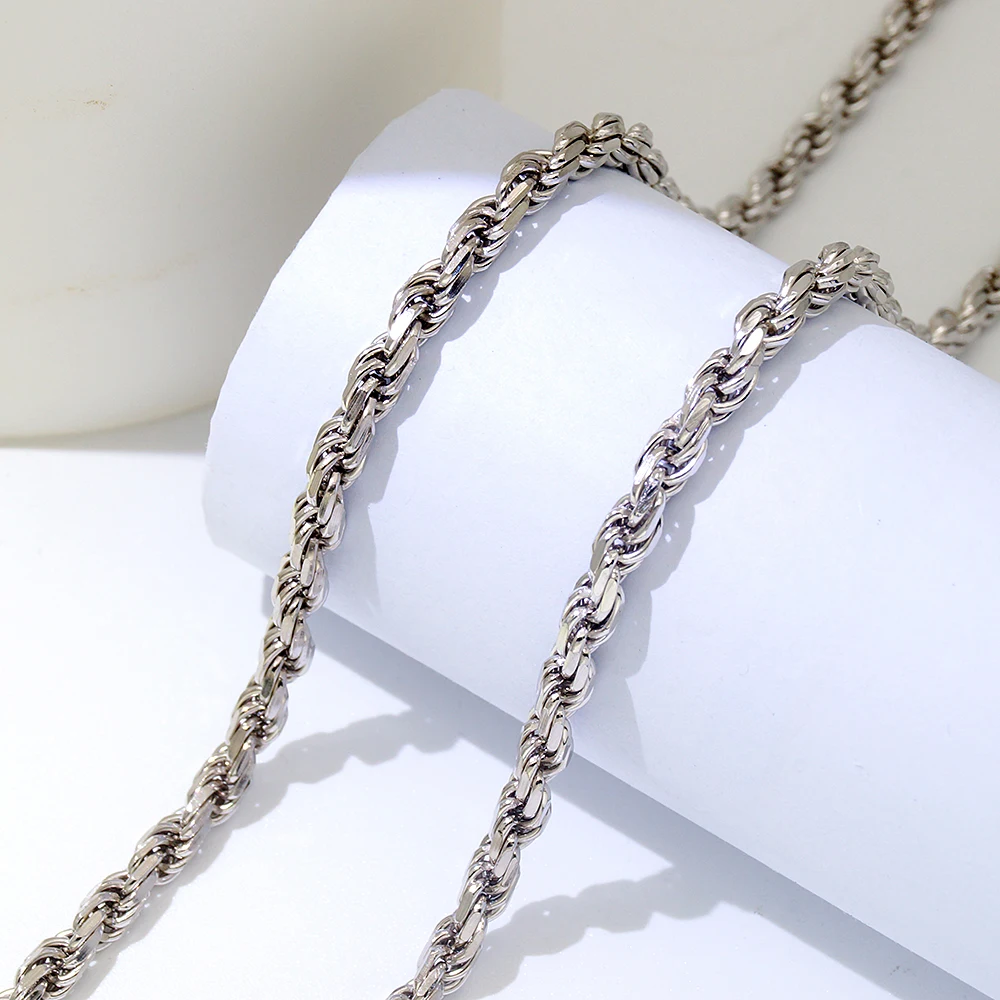 

Thick 3.7mm Twist Rope Chain Sterling Silver 925 Rope Chain Necklace Jewelry For Men