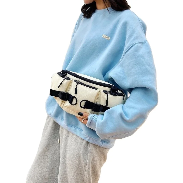 

Fashion single shoulder leisure girl fanny pack canvas waist bag for women ladies, Color1