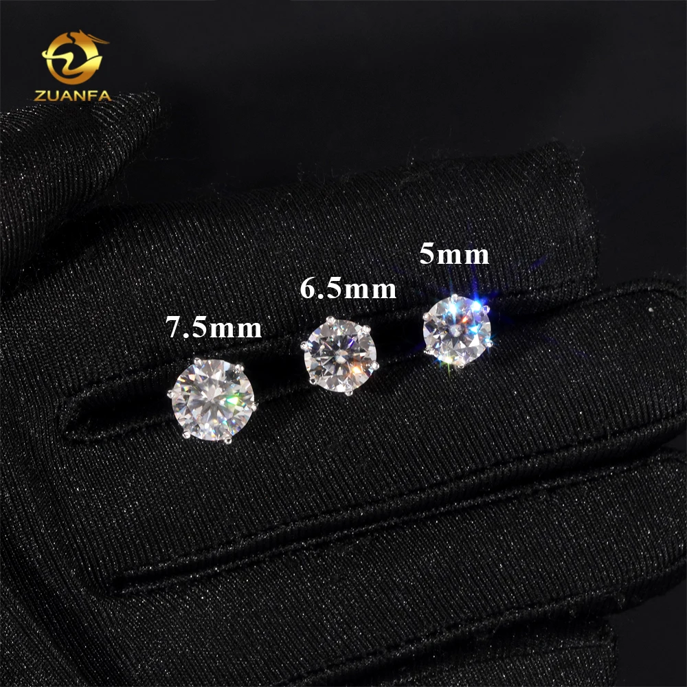 Luxury Jewelry Classic Mossanite Screw Back Earrings  925 Sterling Silver VVS Moissanite Diamond Ear Stud for Men Women